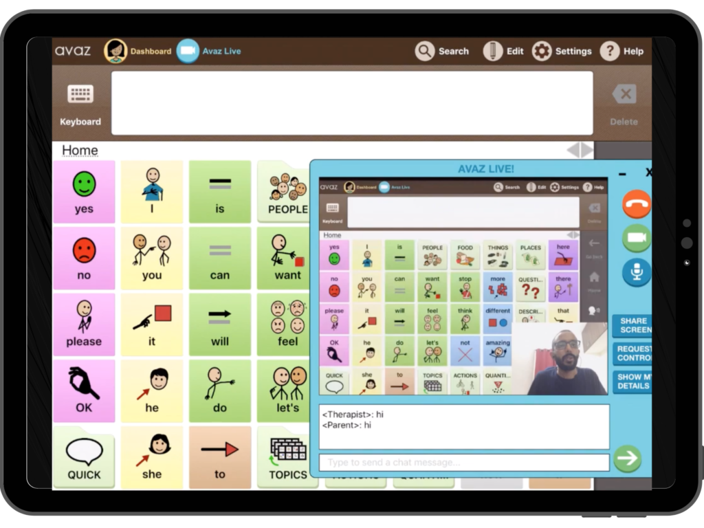 Avaz Live - Teletherapy feature in Avaz